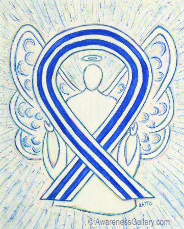 ALS Blue White Stripes Awareness Ribbon Angel Art Image