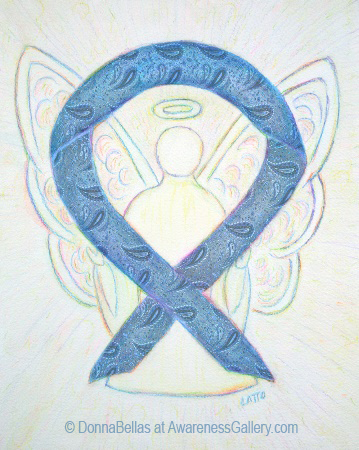 Thyroid Disease Blue Paisley Awareness Ribbon Angel Art Image