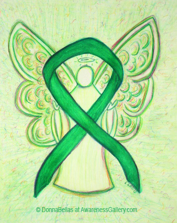 Green Awareness Ribbon Angel Art Painting Image