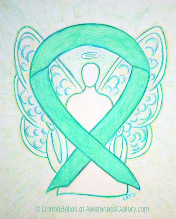 Jade Green Awareness Ribbon Angel Art Painting Image