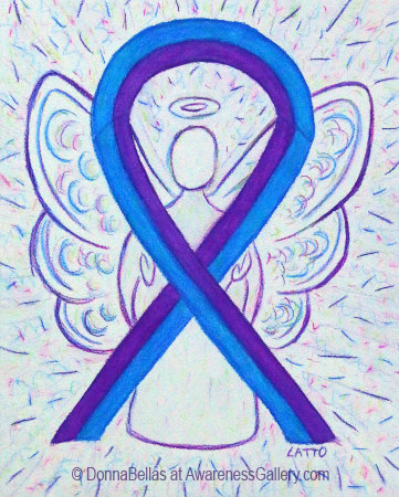 Purple and Blue Awareness Ribbon Angel Painting Art Image