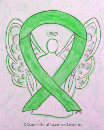 Lime Green Awareness Ribbon Angel Art Painting Image