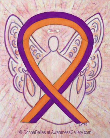Orchid and Orange Awareness Ribbon Angel Art Painting Image