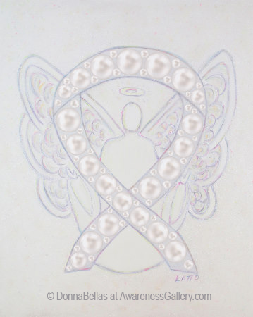 White Pearl Awareness Ribbon Angel Art Painting Image