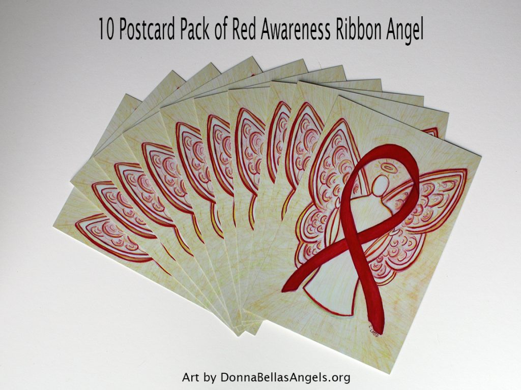 Red Awareness Ribbon Angel Postcards Art Painting 10 Pack on Etsy