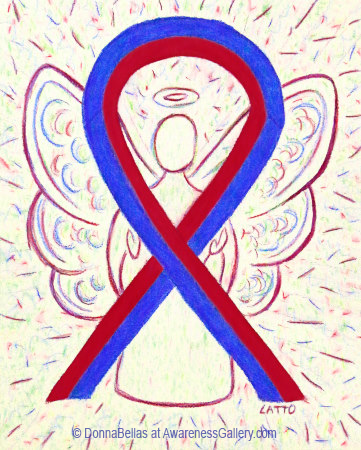 Blue and Red Awareness Ribbon Angel Art Painting