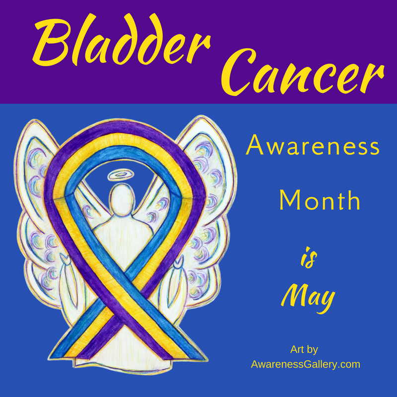 Blue, Purple, Marigold Awareness Ribbon for Bladder Cancer
