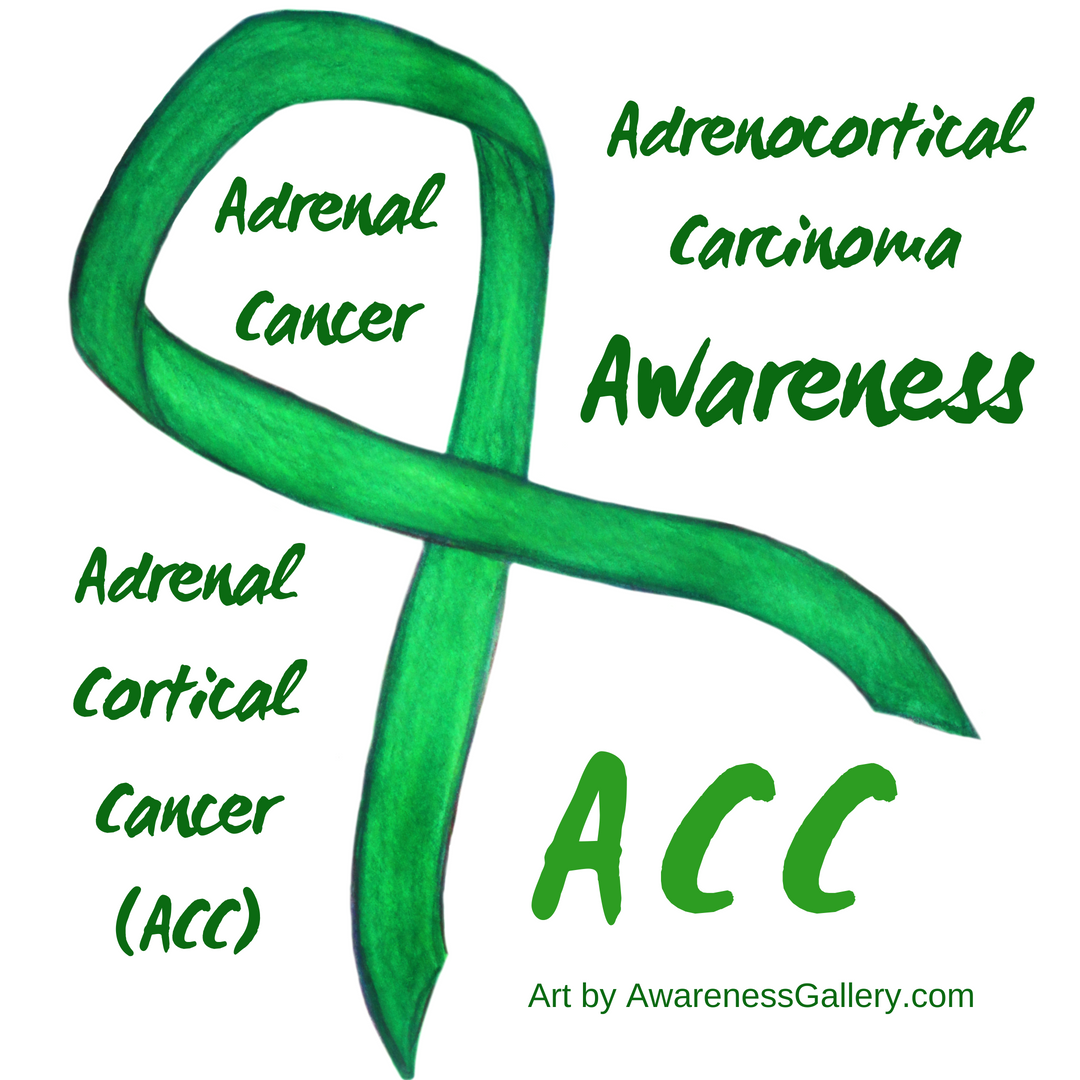 ACC Adrenocortical carcinoma Kelly Green Awareness Ribbon
