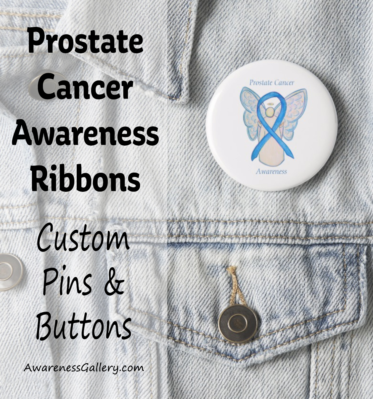Personalized Prostate Cancer Awareness Ribbon Customize Pins and Buttons Art Photo
