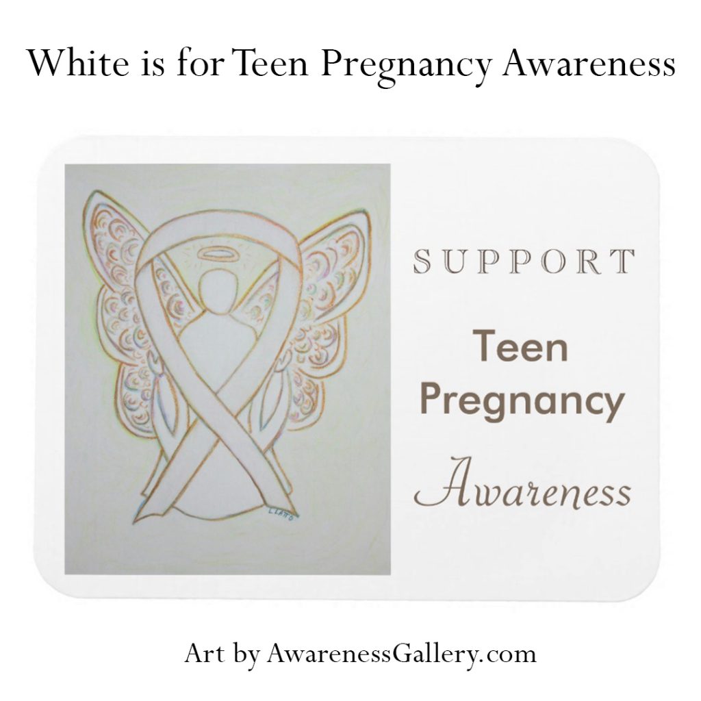 Teen Pregnancy Prevention White Awareness Ribbon Art & Custom Merchandise