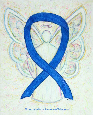 Blue Awareness Ribbon Angel Painting Art