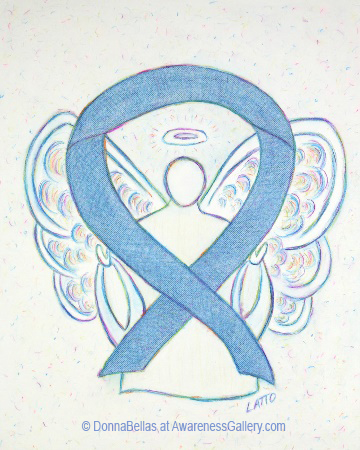 Rare Diseases Light Denim Awareness Ribbon Angel Painting Art