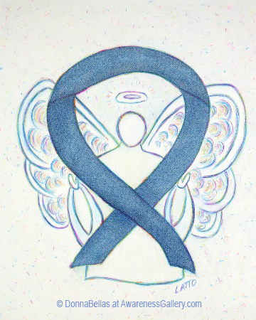Rare Disease Denim Awareness Ribbon Angel Painting Art