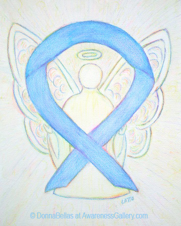 Light Blue Sky Awareness Ribbon Angel Painting Art