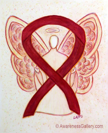 Burgundy Awareness Ribbon Angel Painting Art