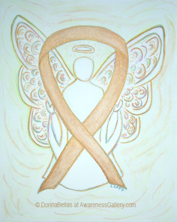 Childhood Cancer Light Gold Awareness Ribbon Angel Painting Art
