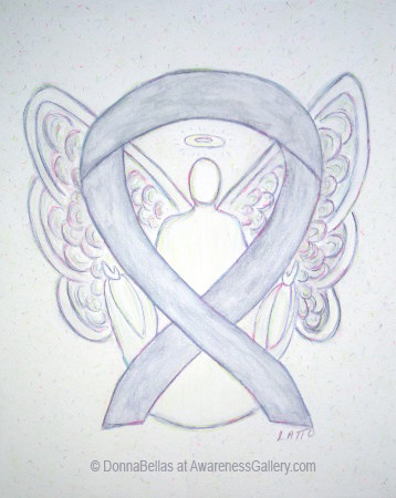 Light Gray Awareness Ribbon Angel Painting Art
