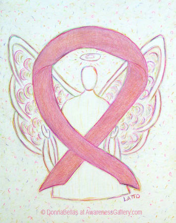 Breast Cancer Pink Awareness Ribbon Angel Painting Art