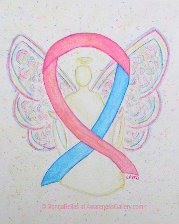 Pink and Blue Awareness Ribbon Angel Painting Art