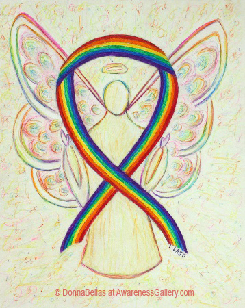 Lesbian, Gay, Bisexual, and Transgender (LGBT) Pride Rainbow Awareness Ribbon Angel Painting Art