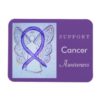 Cancer Awareness Violet Ribbon Guardian Angel Custom Rectangle Magnets