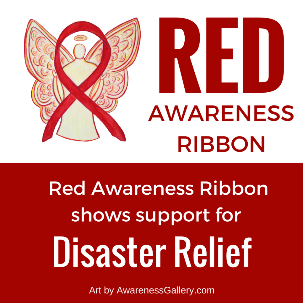 Disaster Relief Red Awareness Ribbon Angel Gifts