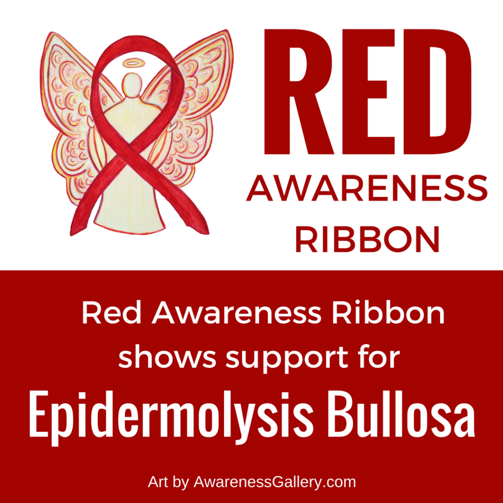 Epidermolysis Bullosa Red Awareness Ribbon Angel Art Gifts