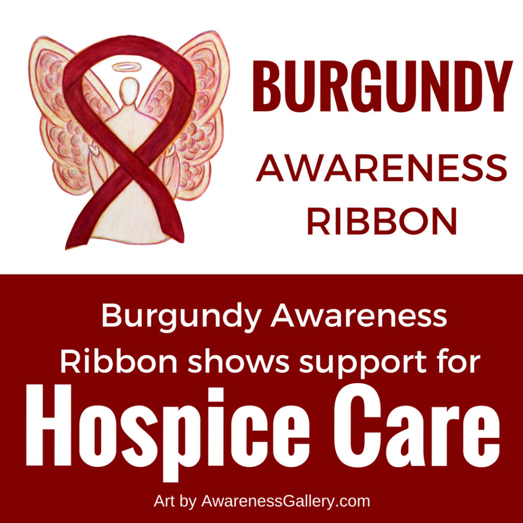 Hospice Care Burgundy Awareness Ribbon Angel Art Gifts