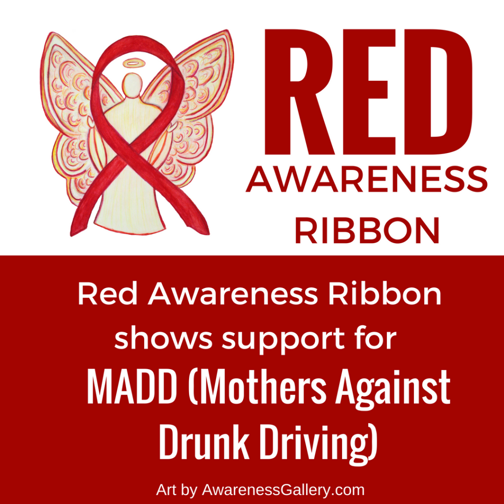 MADD Red Awareness Ribbon Angel Art