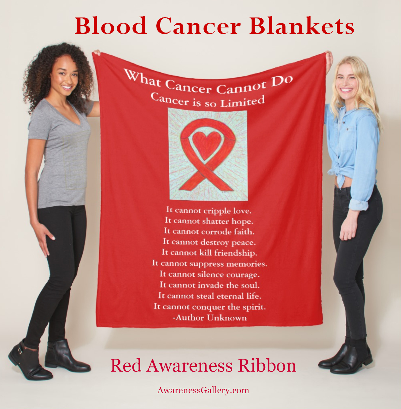 Custom Blood Cancer Awareness Ribbon Fleece or Throw Personalized Blanket