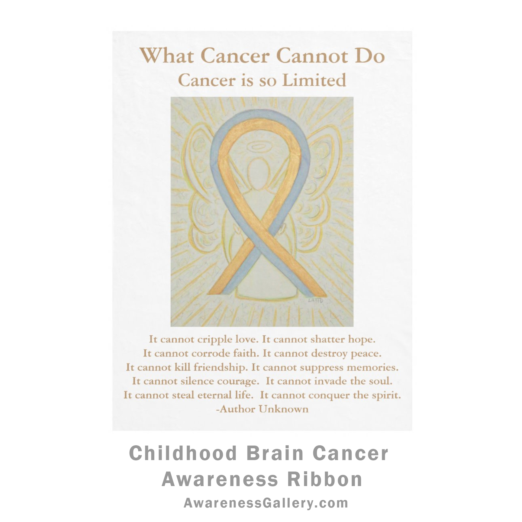 What Cancer Cannot Do Poem Childhood Brain Cancer Awareness Ribbon Angel