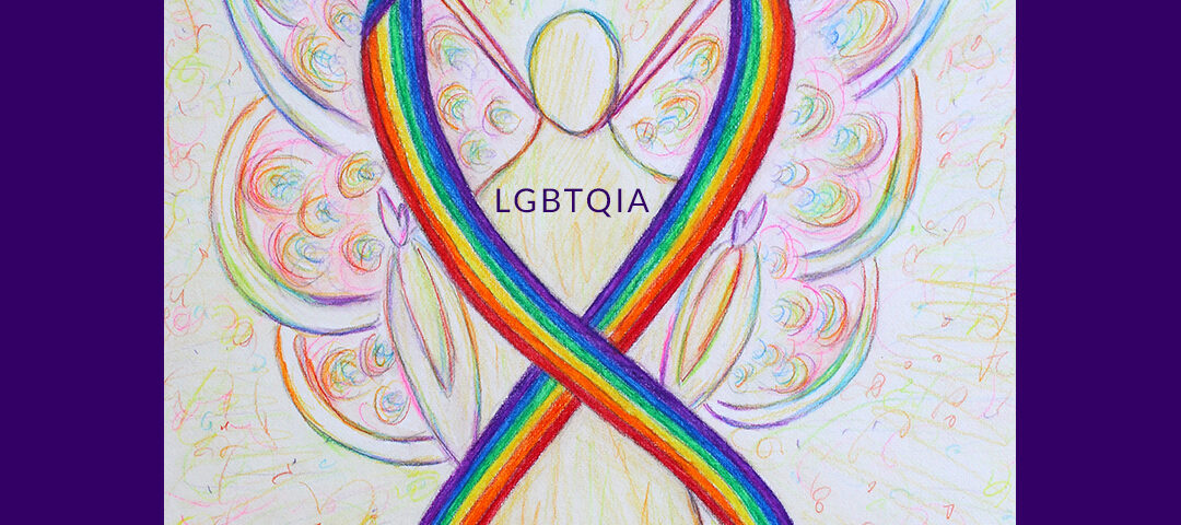 Lesbian, Gay, Bisexual, Transgender, Queer (LGBTQIA) Awareness Ribbon Angel Art Painting Purple
