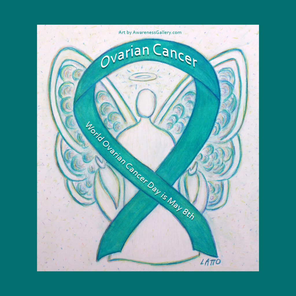 Ovarian Cancer Awareness Teal Ribbon Angel
