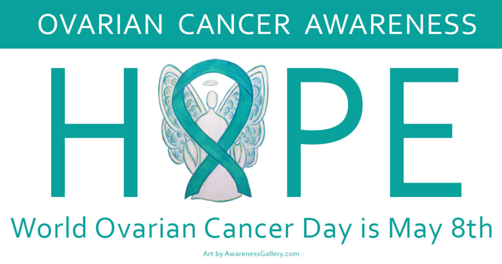 Ovarian Cancer Awareness Angel Teal Ribbon Art