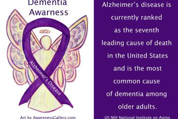 Alzheimer's Disease Dementia Awareness Ribbon Angel Art