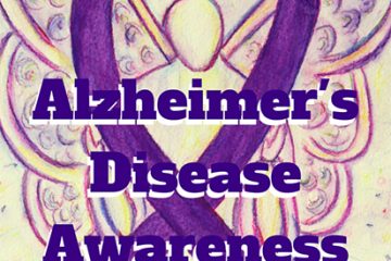 Purple Alzheimer's Disease Awareness Ribbon Guardian Angel Art