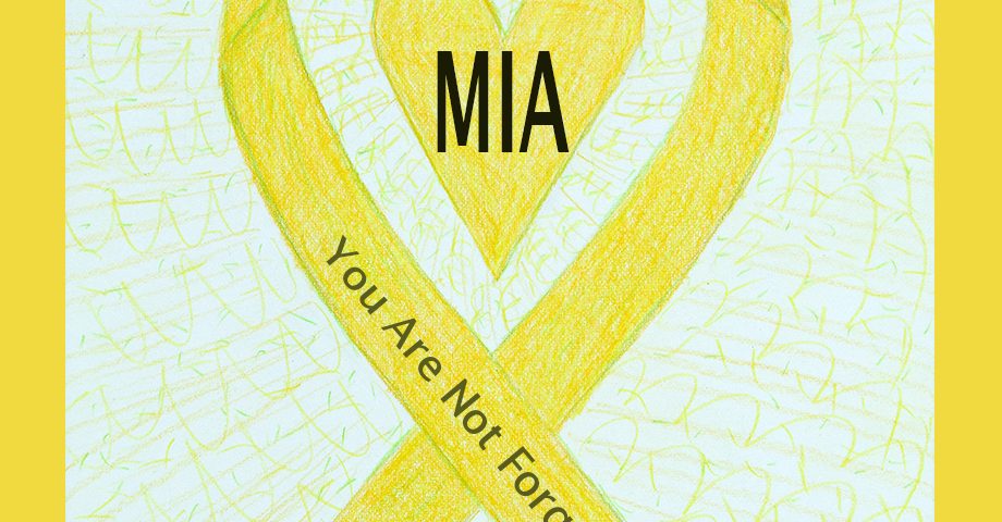 Yellow Missing in Action (MIA) Awareness Ribbon Heart Art - You Are Not Forgotten