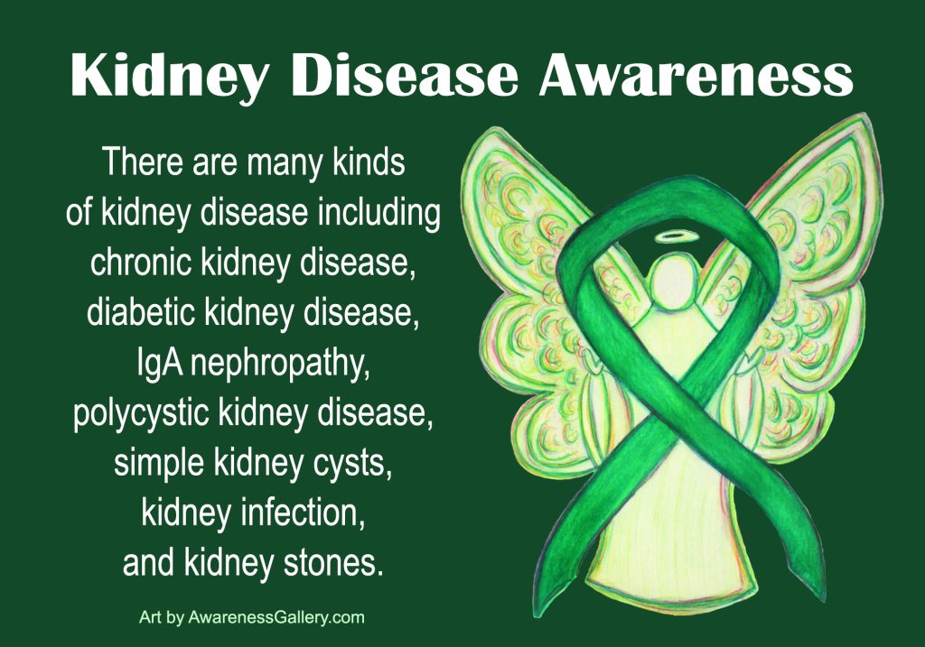 Kidney Disease Awareness Green Ribbon Angel Art Painting