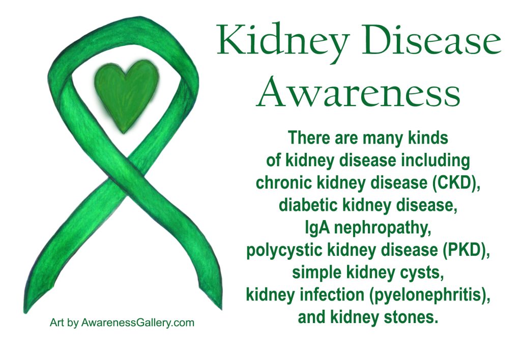 Kidney Disease Awareness Green Ribbon Heart Art Painting