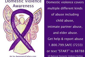 Domestic Violence Awareness Purple Ribbon Angel Art
