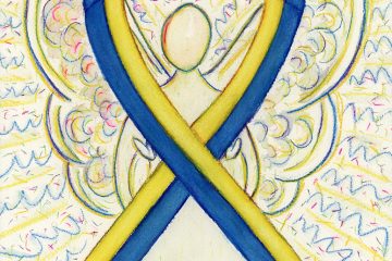 Down Syndrome Blue and Yellow Awareness Ribbon Angel Art Painting