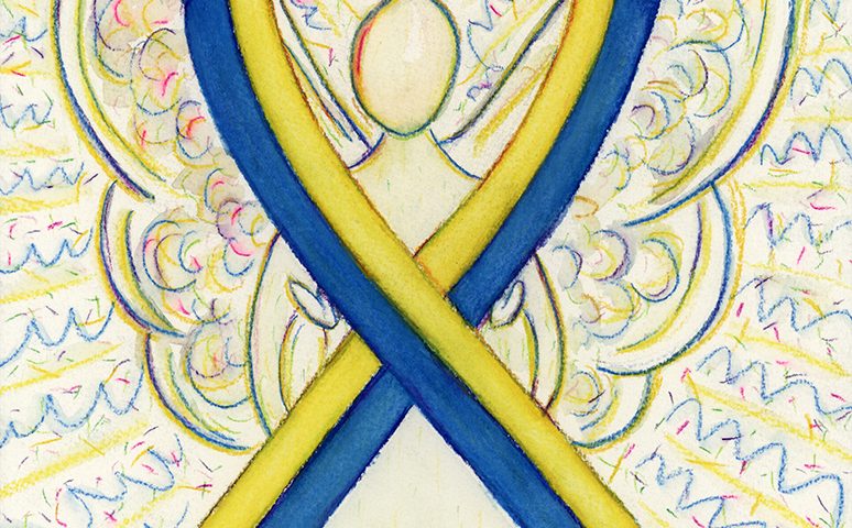 Down Syndrome Blue and Yellow Awareness Ribbon Angel Art Painting