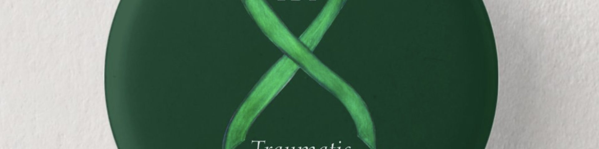 Traumatic Brain Injury (TBI) Green Awareness Ribbon Art Button Pins