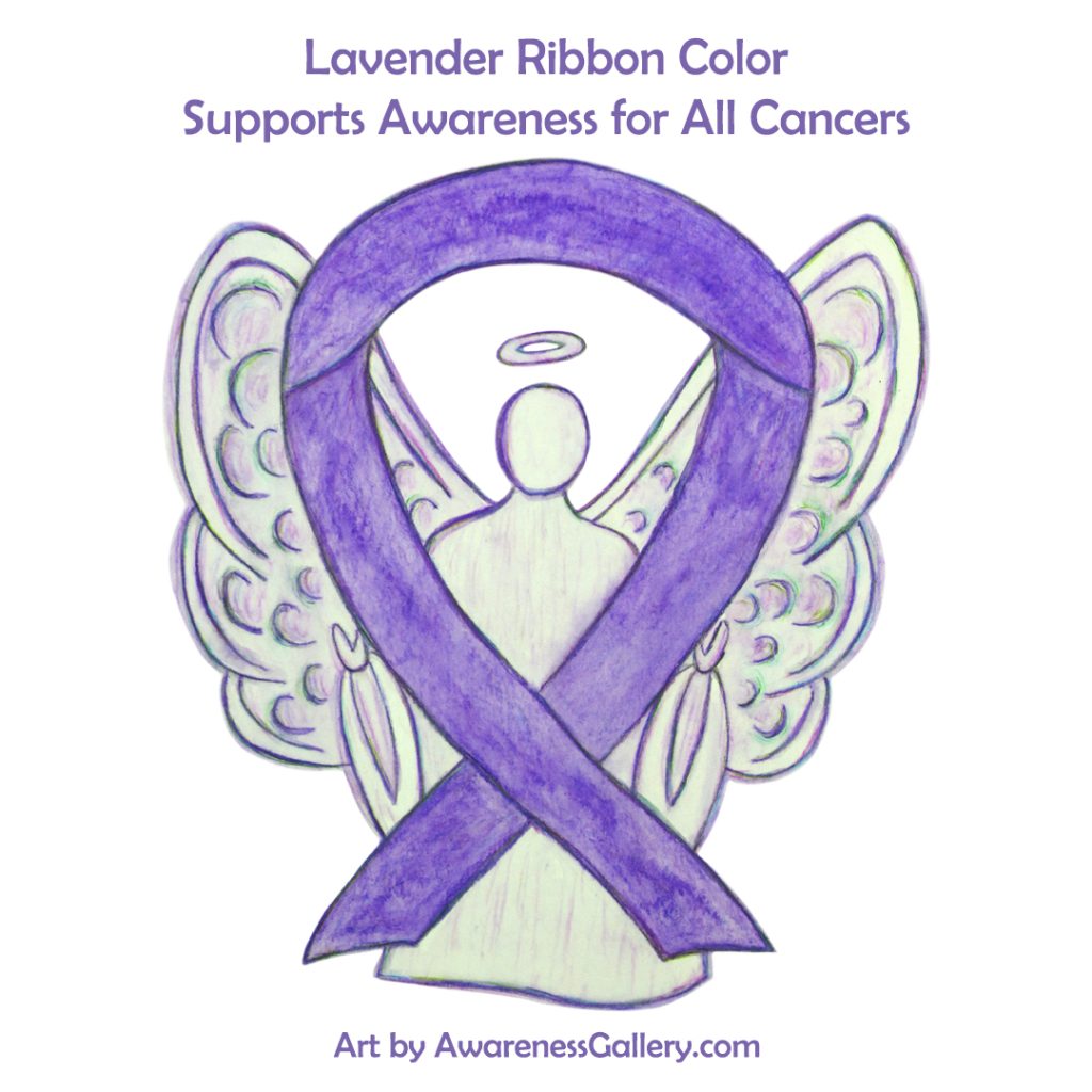 Lavender Awareness Ribbon Supports All Cancers Angel Art Painting