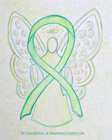 Lime Green Awareness Ribbon Angel Painting Art