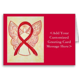 Red Awareness Ribbon Angel Personalized Cards