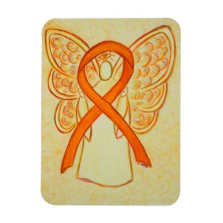 Orange Awareness Ribbon Angel Art Magnet